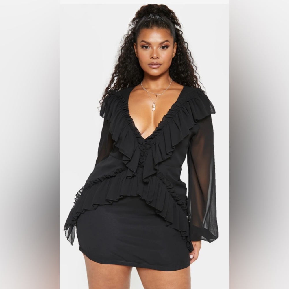 Elegant Black Ruffle Dress